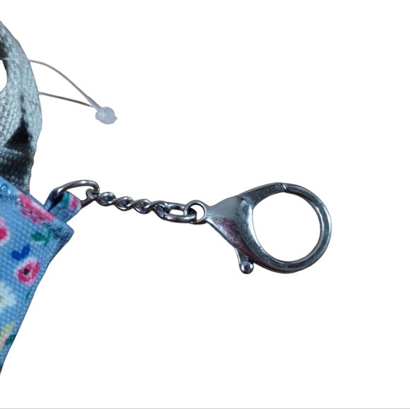 Cath Kidston London Coin Purse Mini Bag Key Ring Clip Floral Print Blue Flowers - Picture 7 of 8